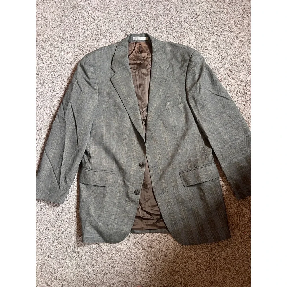 Vintage Ralph Lauren Mens Glen Plaid Wool Suit Made in Canada